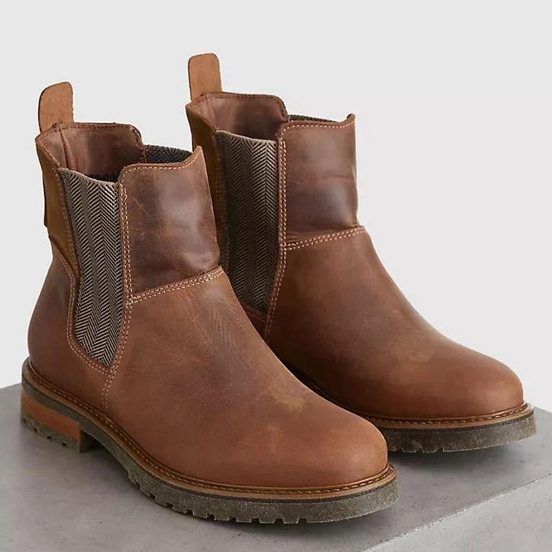 

Ботинки мужские кожаные в стиле ретро, короткие ботинки, простой модный Индивидуальный стиль, большие размеры, весна-осень