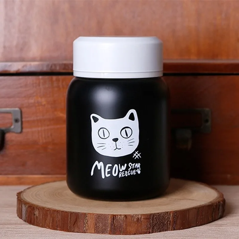 Вакуумная бутылочка с милым принтом кота термос из нержавеющей стали Термос