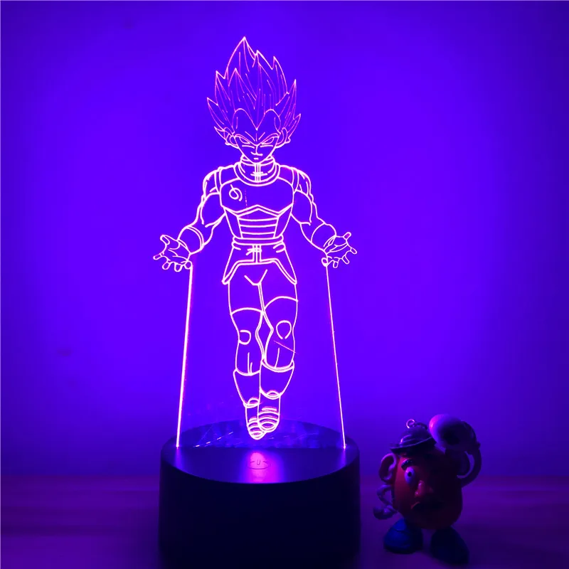 Vegeta E Dragon Ball Z Вегета ГОКу супер сайян, «Жемчуг дракона 3D светодиодный Ночной светильник 7 цветов сенсорный оптический Иллюзия фигурку настольная лампа украшения - Цвет: Vegeta E