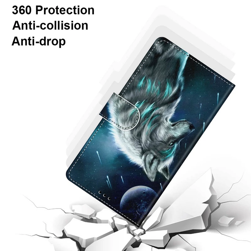 Чехол книжка с 3D рисунком животных для Huawei P8 P9 P10 P20 P30 lite Pro кожаный чехол бумажник