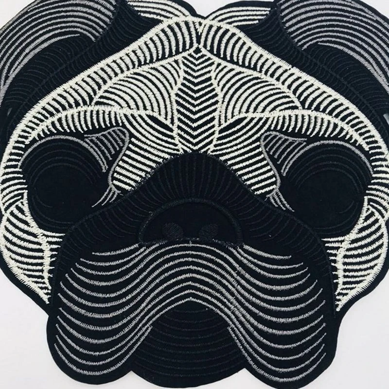 Вышитая аппликация в стиле панк с собакой Мопсом большие Швейные нашивки для