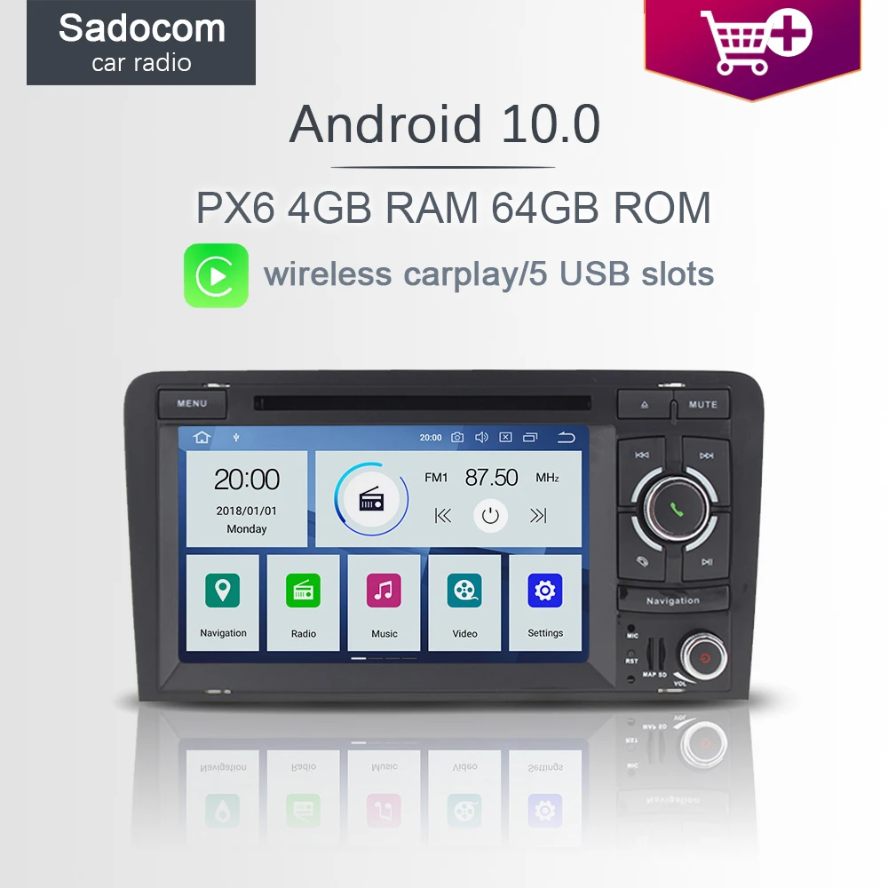 Автомобильный DVD плеер PX6 7 дюймов 2 din Android 10 0 6 ядер 64 Гб ПЗУ 4 Авторадио