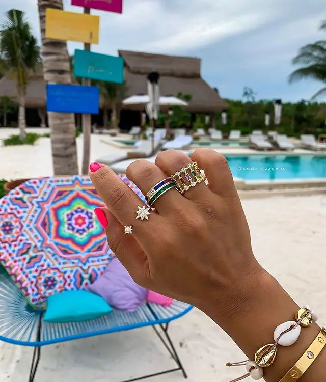 Женское Обручальное кольцо с радужным фианитом зеленое синее красное | Украшения