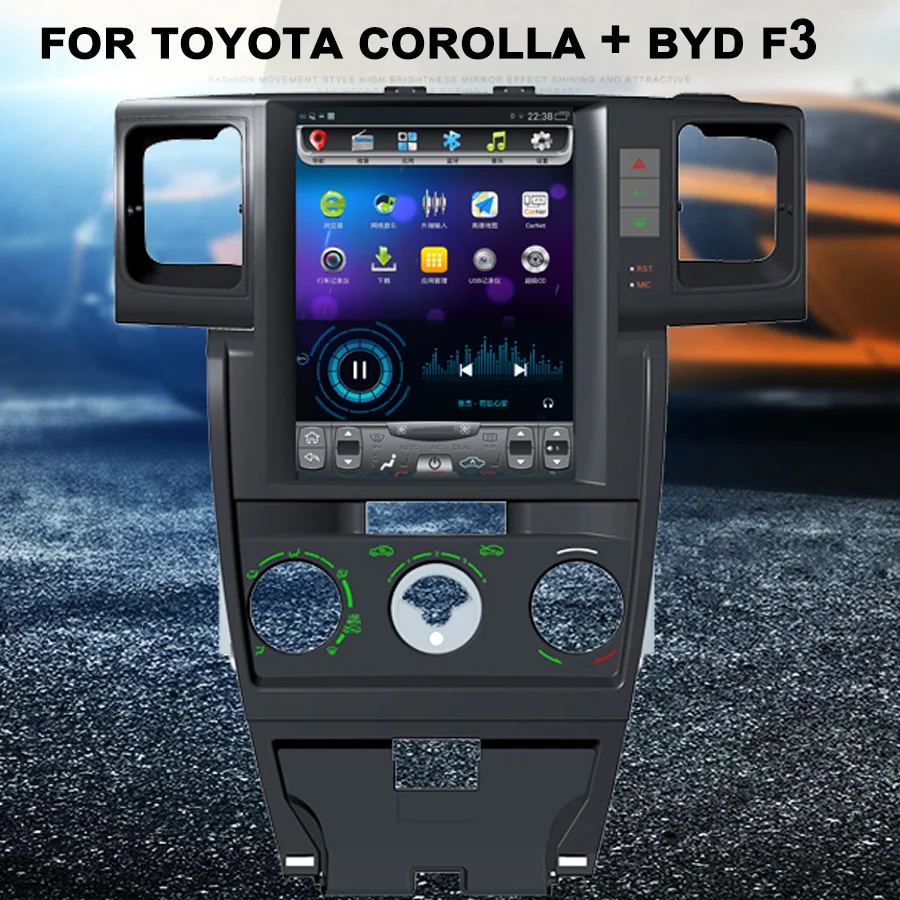 

Автомобильный мультимедийный видеоплеер с радио и экраном 10,4 дюйма Тесла для TOYOTA Corolla EX BYD F3 Android головное устройство с GPS-навигацией