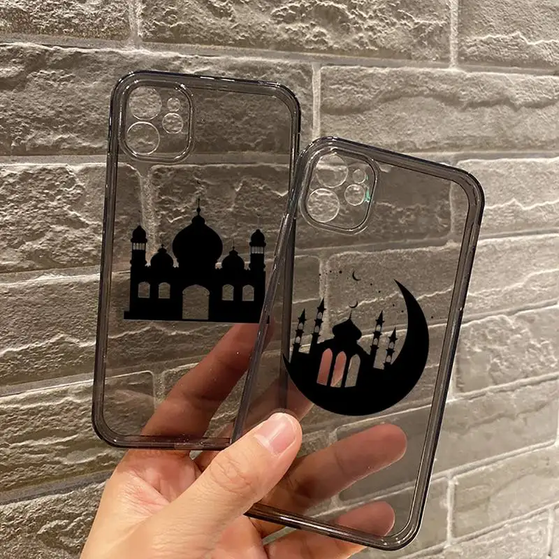 

Muslim mosque Moon Phone Case Transparent for iPhone 7 8 11 12 se 2020 mini pro X XS XR MAX Plus