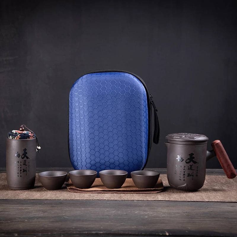 Чайный набор из фиолетового песка китайская зеркальная чайная принадлежность