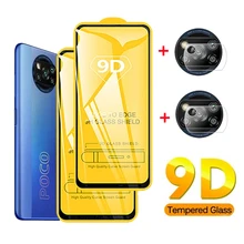 4-in-1 9D Tempered Glass Screen Protectors for Xiaomi Mi Poco X3 NFC F2 Pro Protective Camera Lens Film for Xiaomi Mi Poco M3 F3