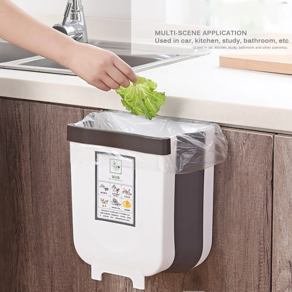 Подвесной складной мусорный бак, кухонный шкаф, настенный контейнер для ванной комнаты, туалет, хранение отходов