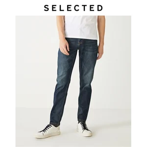 Выбранные Для мужчин, слегка эластичные джинсовые штаны новинка, детский комплект одежды, Повседневное зауженные плотно прилегает к телу джинсы S  419332526