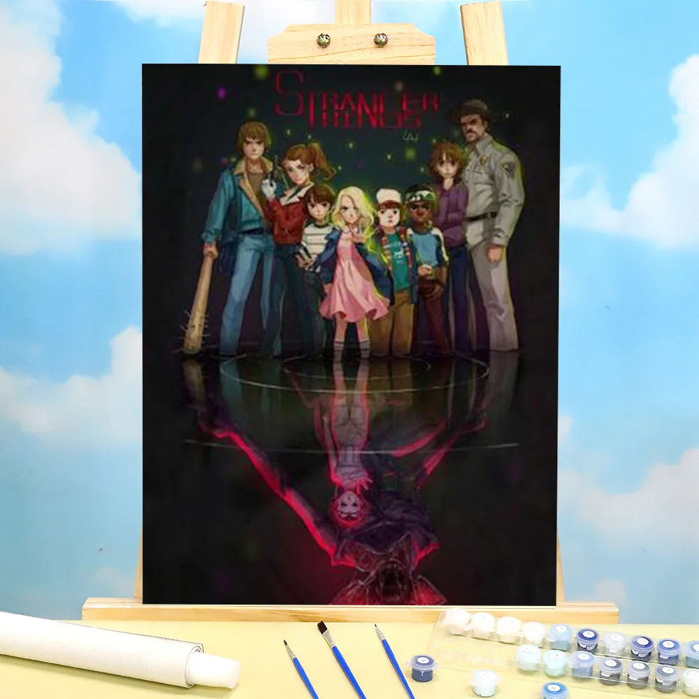 

Stranger Things Poster Paint By Numbers Set Oil Paints 40*50 Canvas Painting New Design Crafts Adults Handiwork Wholesale