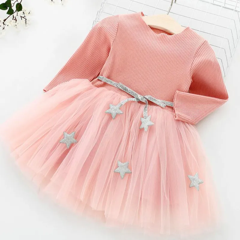 Новое осеннее платье для девочек элегантное Пышное кружевное принцессы теплое