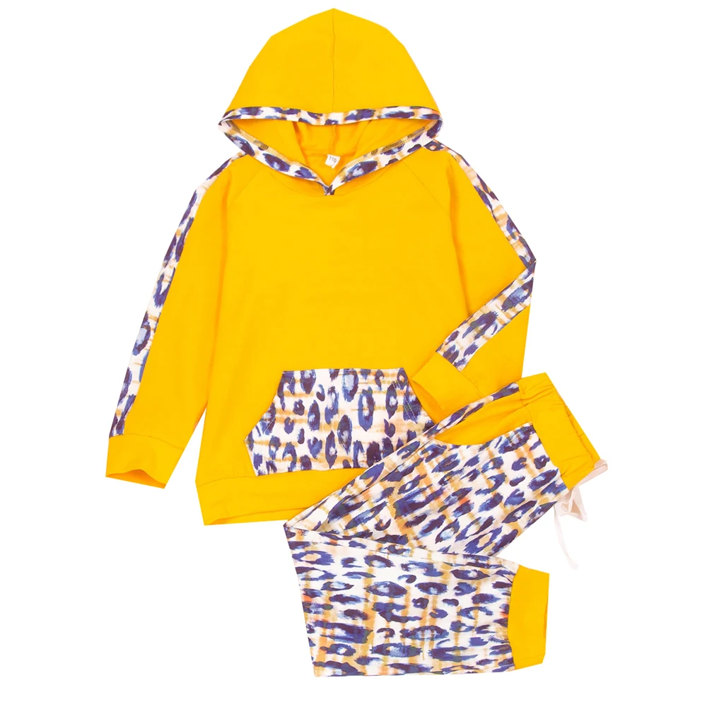 

Комплект одежды для маленьких мальчиков и девочек; Детские толстовки с капюшоном и леопардовым принтом; Комплект со штанами; Пуловер для ма...