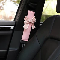 pink cute bowknot universal car safety seat belt cover soft plush shoulder pad seatbelts protective car styling car accessories