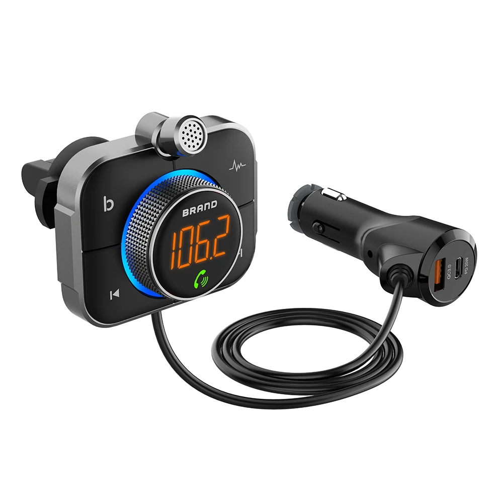 

Wireless Car Bluetooth FM Transmitter MP3 Player QC3.0 18W/PD3.0 24W Fast Charger Colorful LED Handsfree Auto Phone Accessories