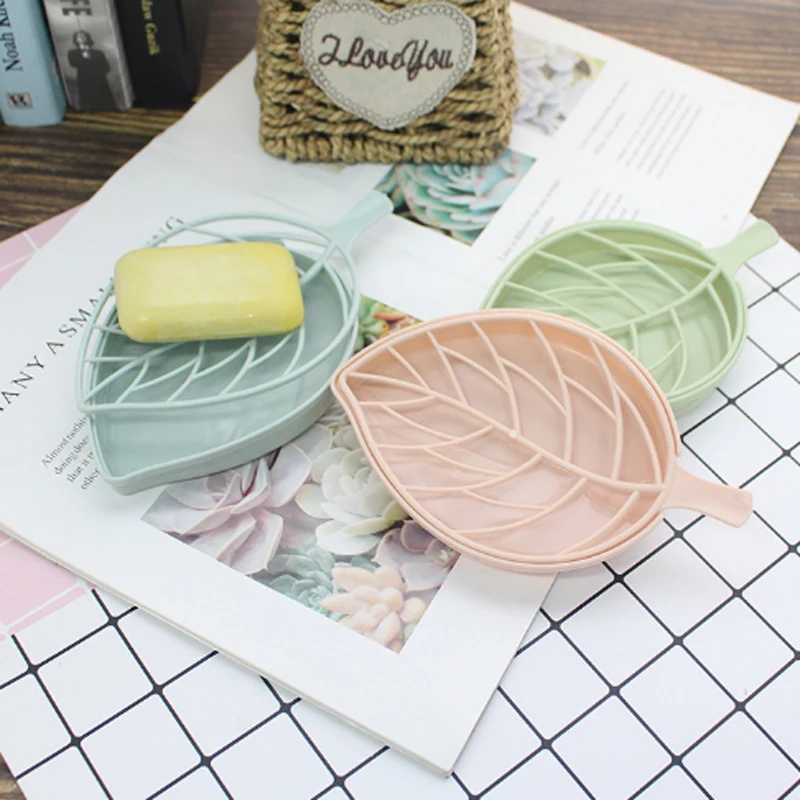 

Leaf Double Drain Soap Box Plastic Shower Soap Dish Nonslip Soap Box Multifunctional Soap Dish For Home Bathroom Accessories
