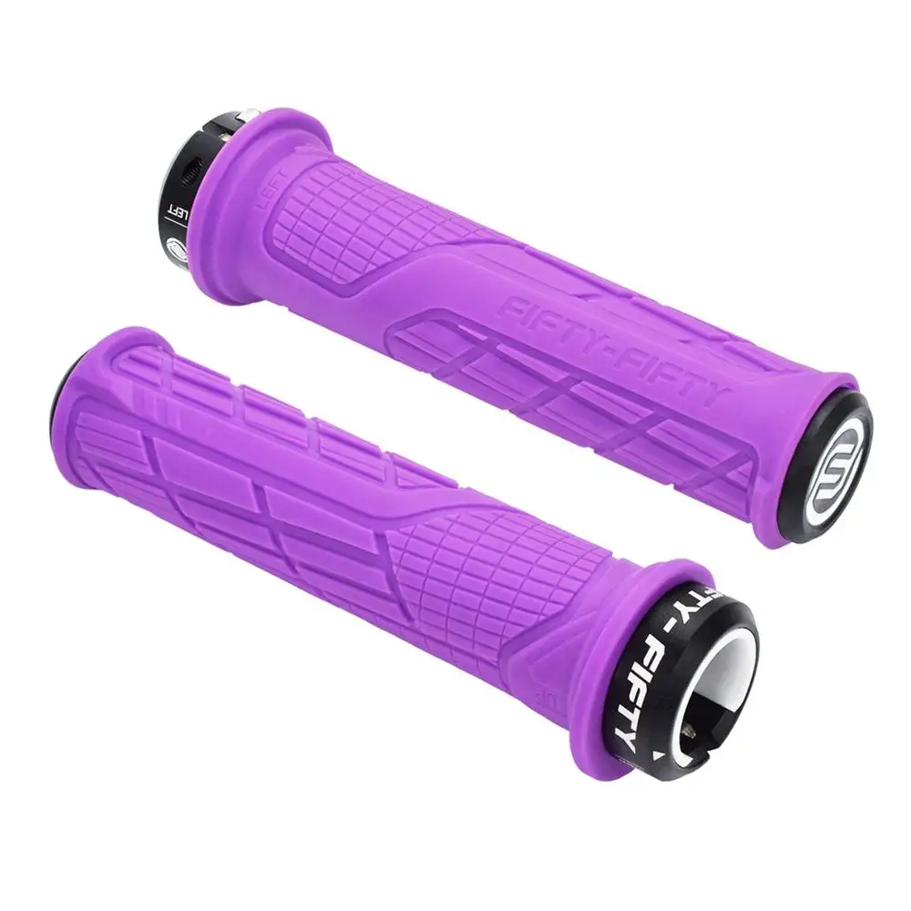 purple FIFTY-FIFTY один замок на горном велосипеде, супер липкий MTB ручки, светильник вес и легкая установка велосипедные ручки - Цвет: purple