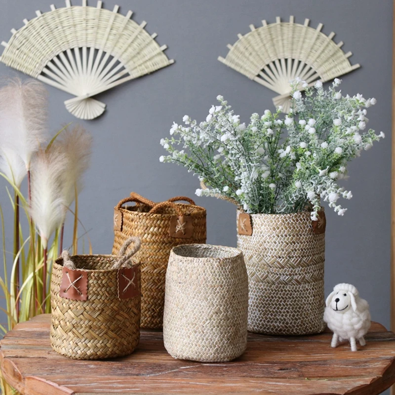 

Портативное украшение, простота, пасторальная серия, корзина для морских водорослей и цветов, органайзер для сушеных цветов, подарков, одеж...