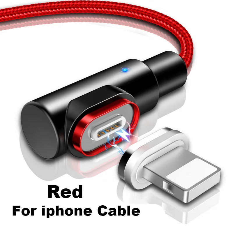 1 м Быстрая зарядка 3A Магнитный кабель Micro usb type C Быстрая зарядка для iPhone X samsung A50 магнитные Кабели для телефонов Android USB C шнур - Цвет: For iPhone Red