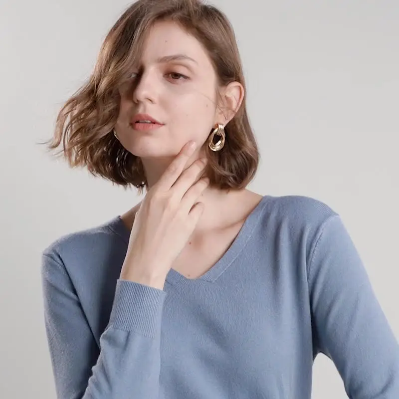 

Women Sweater 2020 New V-neck Female Long-sleeved Knitted Pullover Jumper Pull Femme Clothes White Black Slim Autumn Fashion