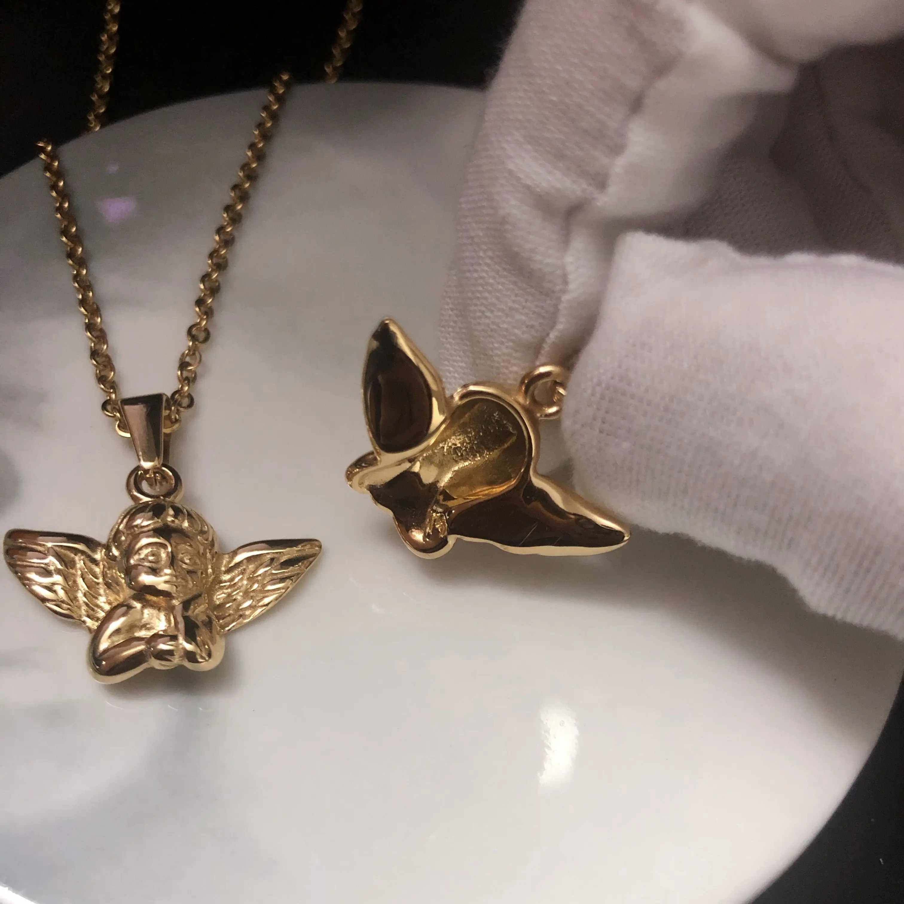 Ожерелье из нержавеющей стали с изображением ангела хранителя|Ожерелья