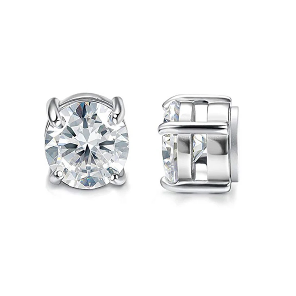 

2 Pairs Stainless Steel Magnetic Stud Earrings for Men Women Non-piercing CZ Hypoallergenic
