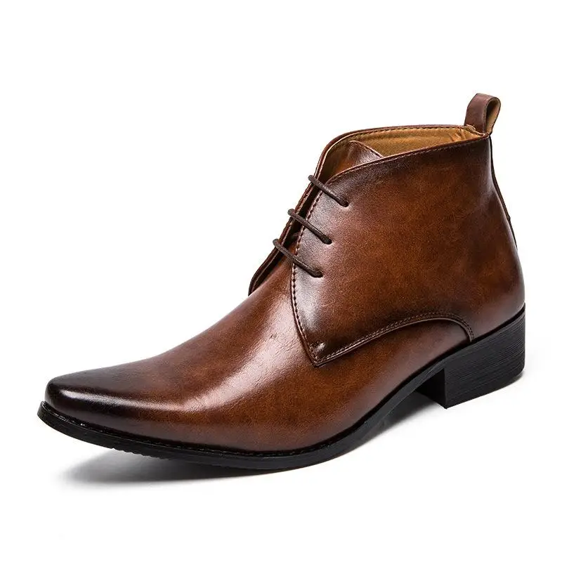 

Men's High Quality Pu Leather Fashion Casual Lace-up Winter Comfortable Short Boots Simple Classic Zapatos De Hombre HC069