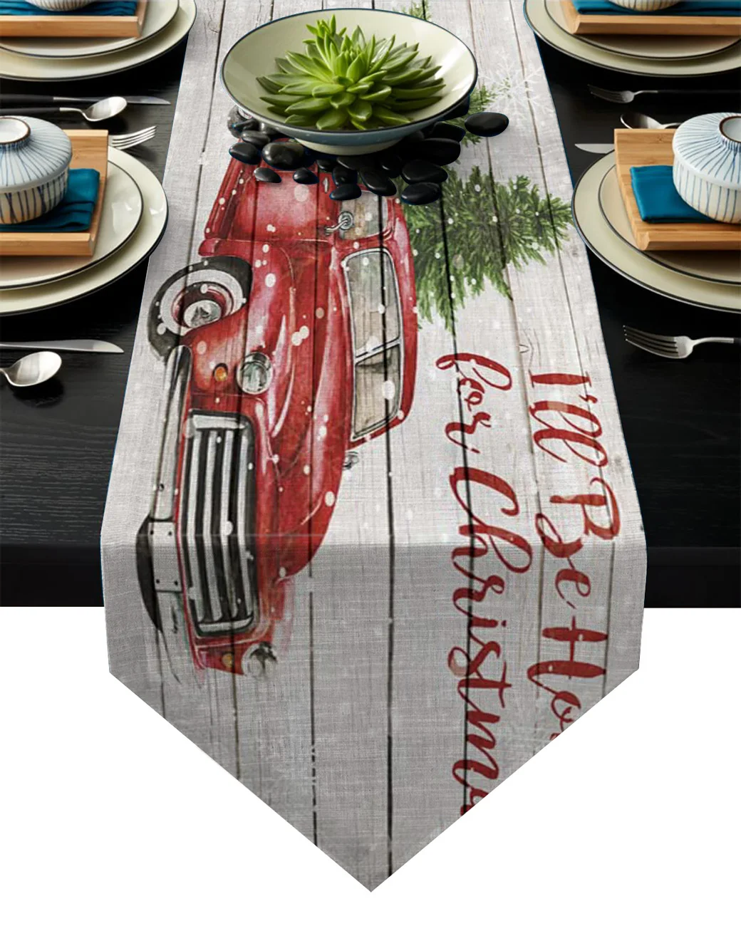 Рождественская елка красная деревянная доска напечатанная настольная дорожка