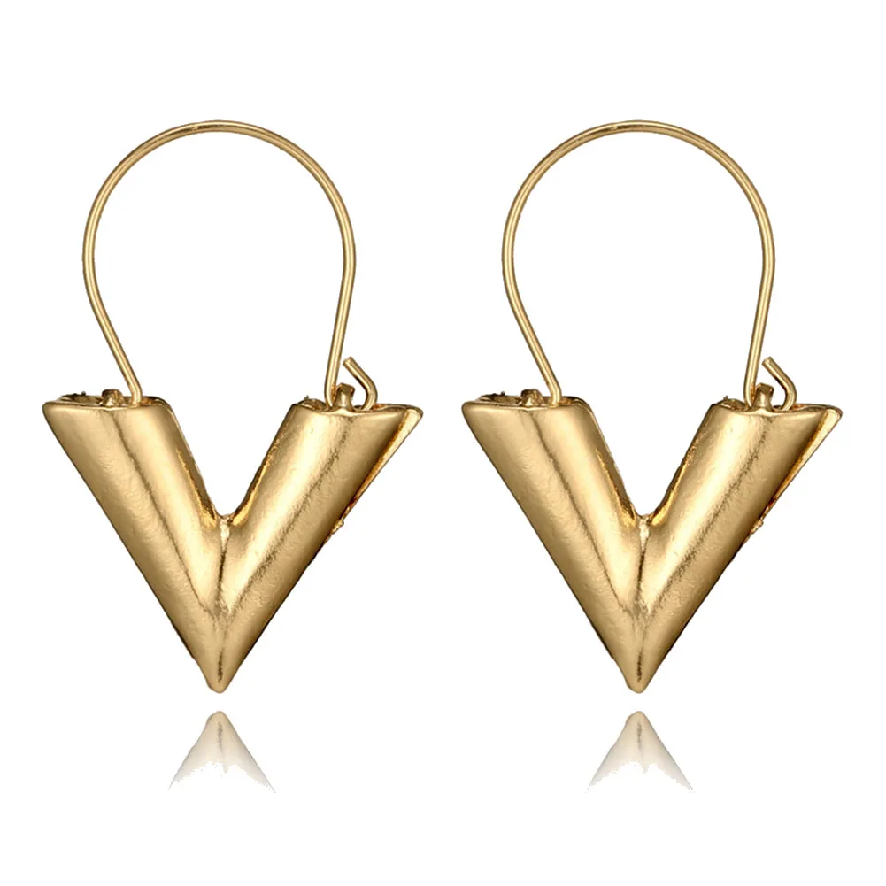 

Triangle V-Shaped Hoop Earrings Womens Geometric Initial Letter V Shape Dangle Earrings for Women Girls Jewelry Christmas Gift