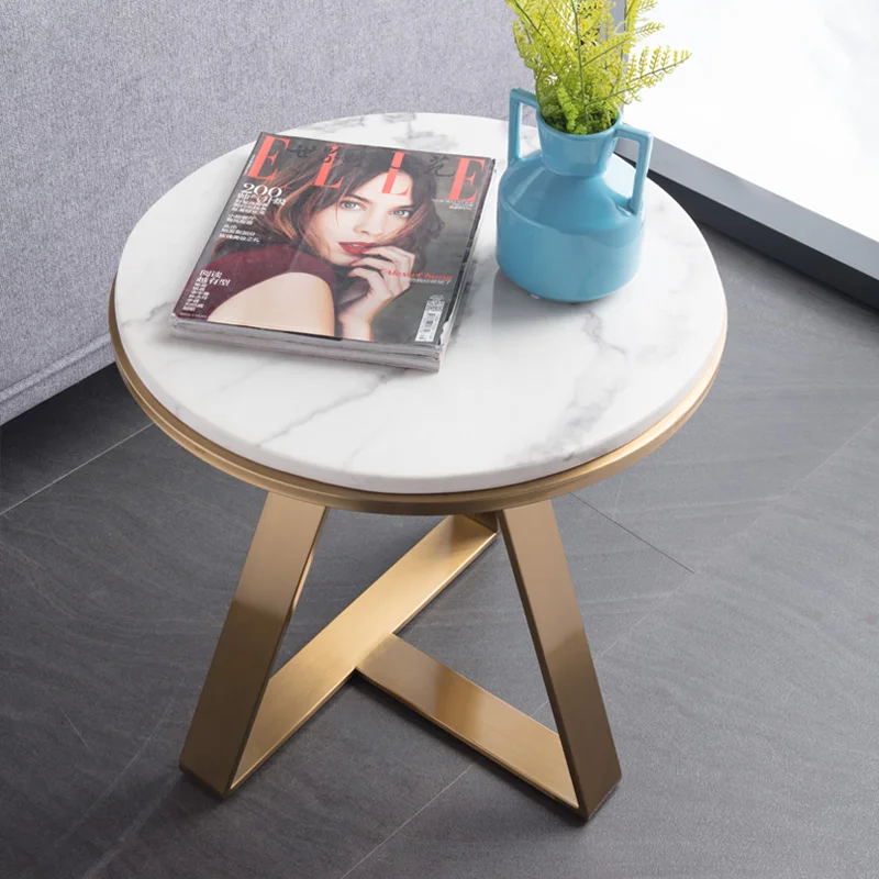 Креативный Овальный маленький боковой столик мобильный мраморный Железный