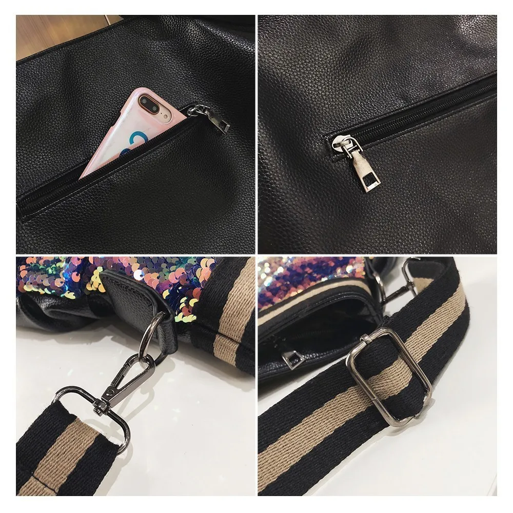 Herlad модная блестящая женская сумка через плечо большая качественная кожаная