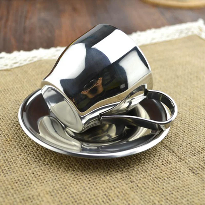 Двойная кофейная чашка Европейская мода нержавеющая сталь термостойкая набор с