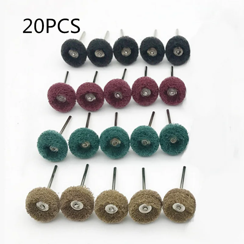 

20pcs Mini Drill Abrasive Nylon Brush Buffing Polishing Wheels Shank Metal Polish for Dremel Rotary Tool Accessories Set