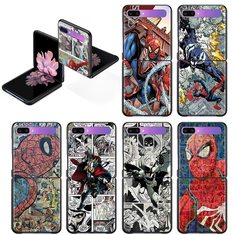 Комикс Marvel Человек паук чехол для Samsung Galaxy Z Flip 6 7 &quotFlip3 5G черный ПК Жесткий Чехол