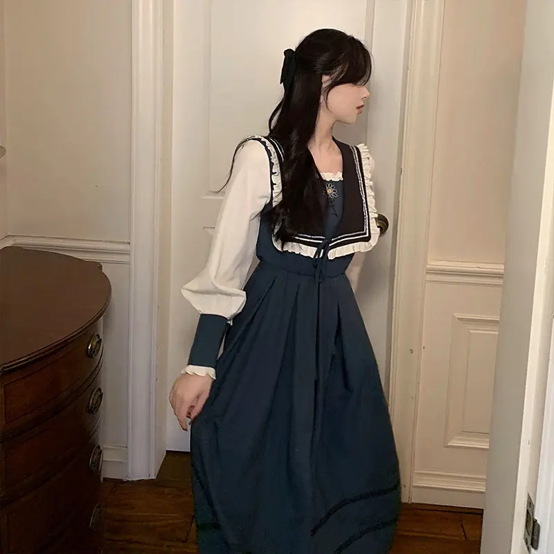 

French Elegant Vintage Dress Women Casual Elegant Retro Dress Female Puffer Sleeve 2021 Spring Kawaii One Piece Dress Korean