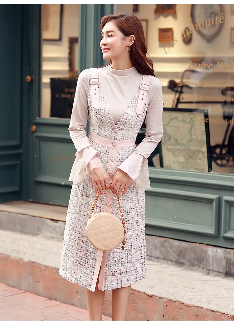 Взлетно посадочной полосы твид платье на тонких бретельках 2019 осень зима Для