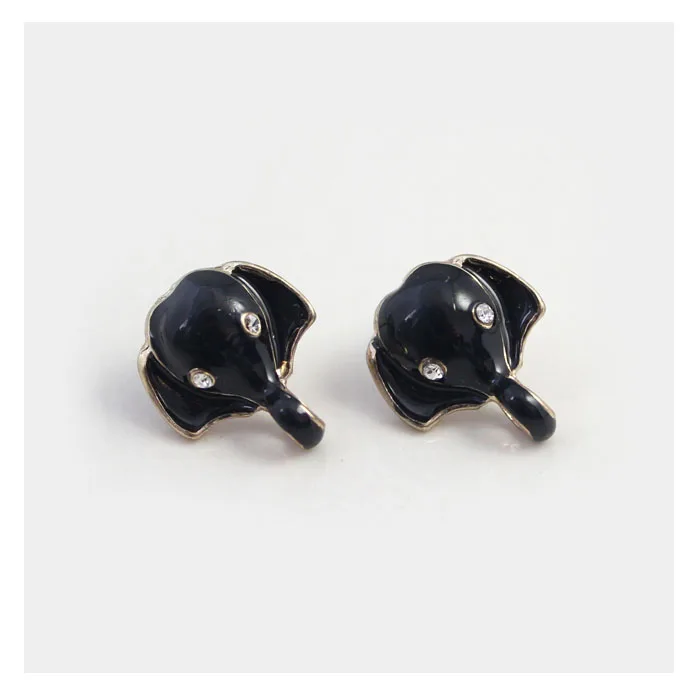 Серьги-гвоздики в виде черного слона для девушек повседневные Простые украшения