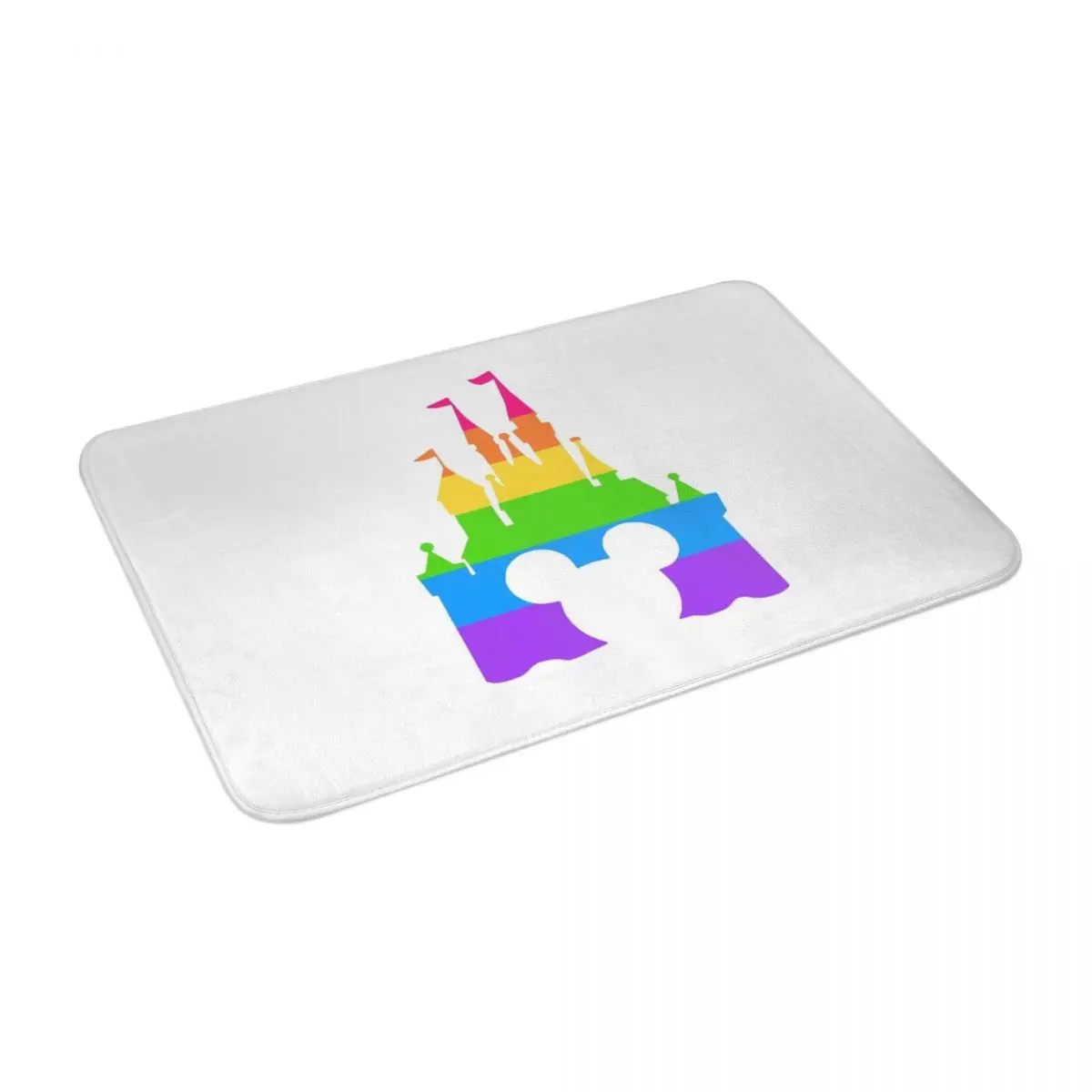 Радужный коврик в виде замка ковер из полиэстера нескользящий напольный декор