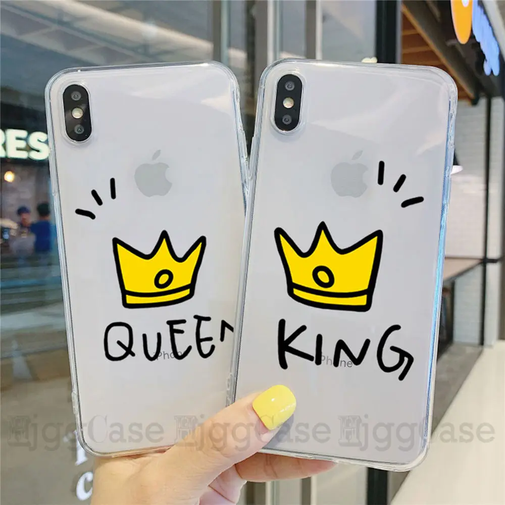 Король Королева влюбленные пара чехол для iPhone X XS MAX XR 11 12 Pro 5 SE 7 8 6 6s Plus желтый