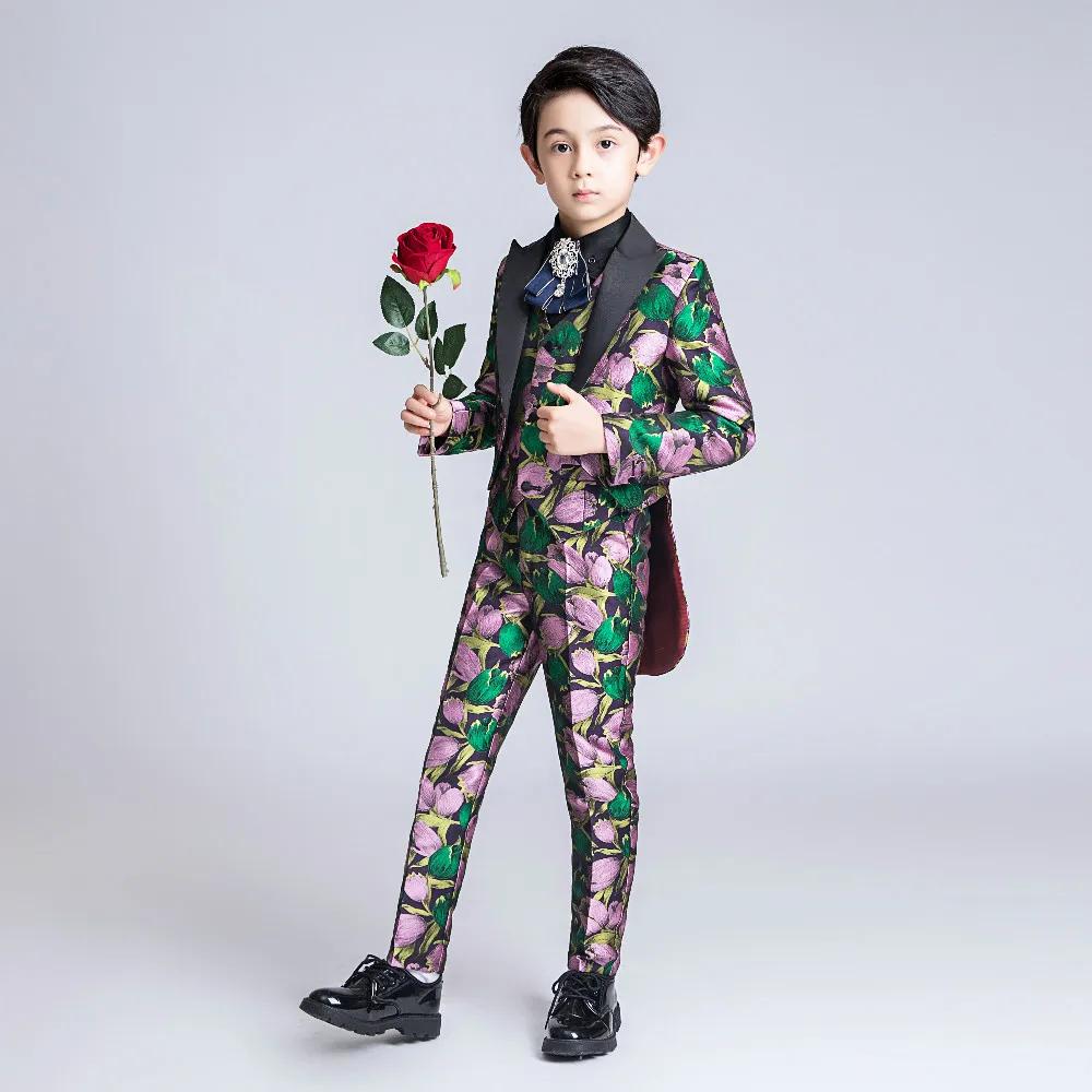 YuanLu/Детские костюмы для мальчиков роскошный смокинг блейзер свадебной вечеринки