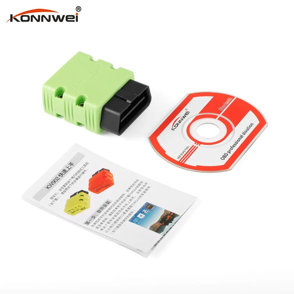Konnwei KW902 ELM327 Bluetooth OBD2 автомобильный диагностический сканер ошибок детектор