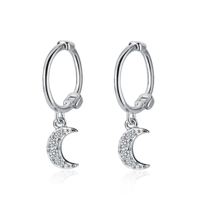 Серьги гвоздики женские с кристаллами и Луной|Серьги-гвоздики| |