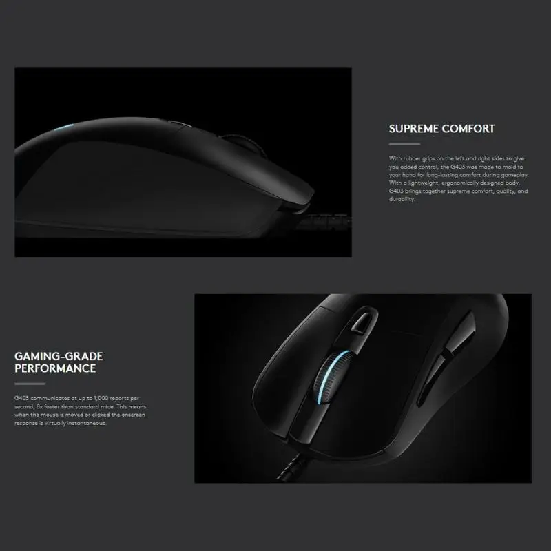 Logitech G403 Проводная игровая мышь USB RGB Подсветка 12000 Точек на дюйм 6 кнопок Высокая точность программируемый геймерская мышь, клавиатура для PUBG портативных ПК