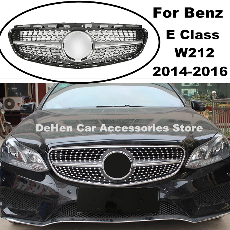 Алмазная передняя решетка радиатора для Mercedes Benz E Class W212 2014 2016 пластиковая сменный