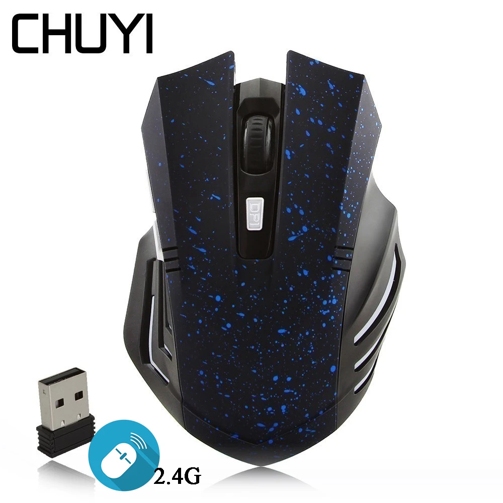

CHUYI Wireless 2.4G Ergonomic Mouse Sem Fio Backlit Optical USB Computer Gaming Mause 1600DPI 6D Office Mice For Xiaomi Laptops