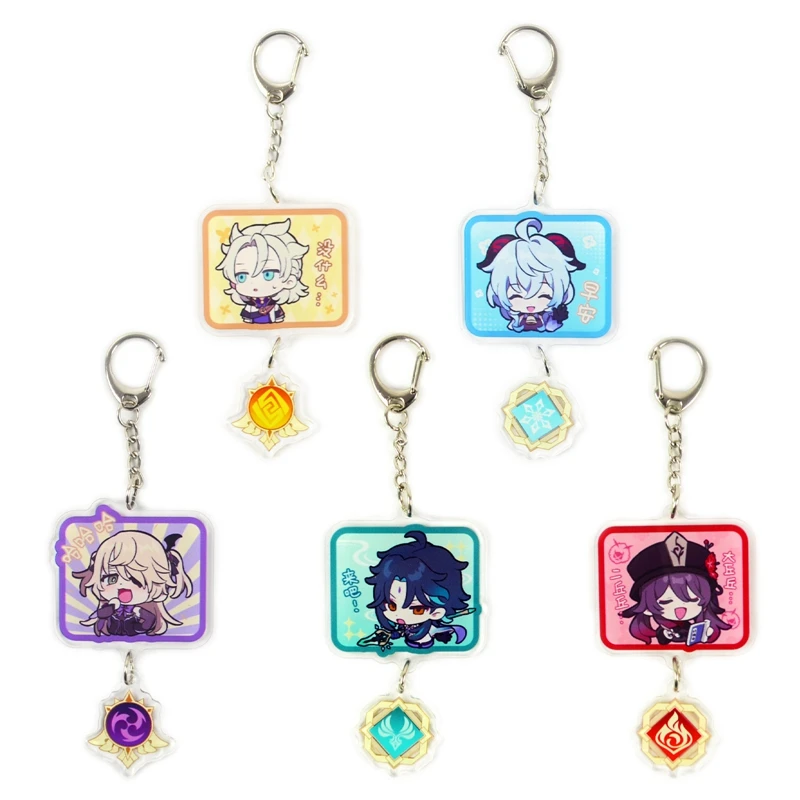 Genshin Impact Keychain Man Game Acrylic Key Chain Women Key Holder Couples Keyring Cartoon Key Ring Pendant