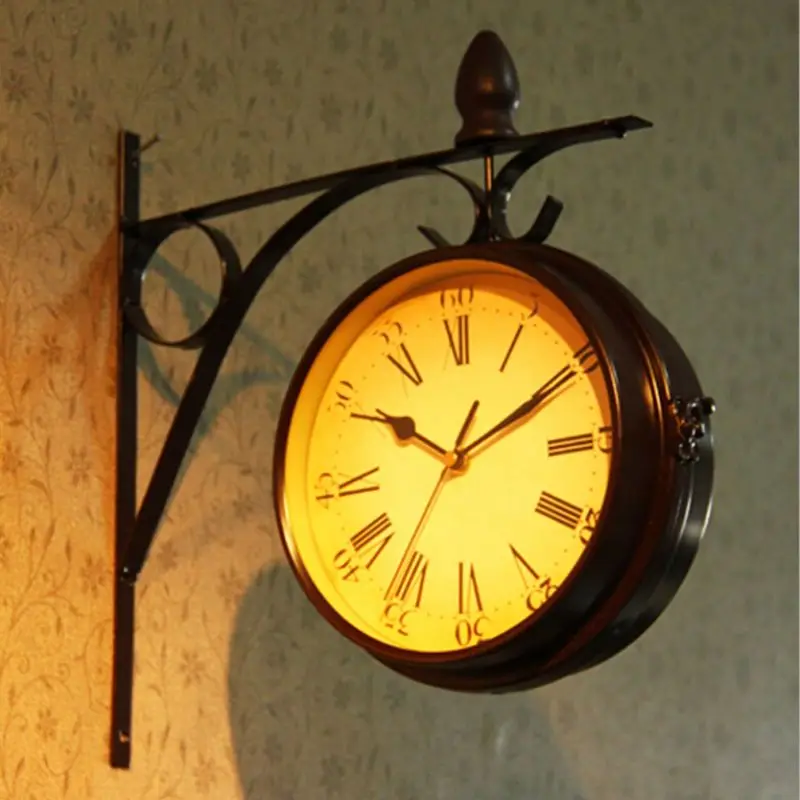 

Wall Clock,Wall Clock for Living Room Retro European-style Double-sided Wall Clock Creative Classic Clocks Monochrom