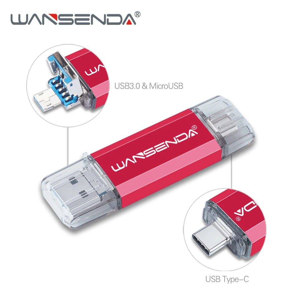 Флеш накопитель WANSENDA 3 в 1 USB 0 512 ГБ 256 128 64 32 внешний для Android/ПК|USB флэш-накопители| |