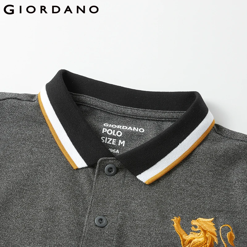 Giordano поло мужское slim fit футболка Polo с короткими рукавами и принтом рубашка груди выполнена из хлопка и спандекса рубашка поло мужская