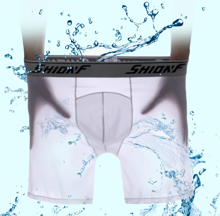 Shionf 7XL шелк льда антифрикционные ноги 4 шт. длинное нижнее белье Фитнес удобные мужские трусы тонкие стрейч боксеры мужские трусики