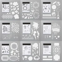 globe flowers wreath trees brids animals alphabets transparent clear stamp with cutting die for diy scrapbooking craft cards 20a